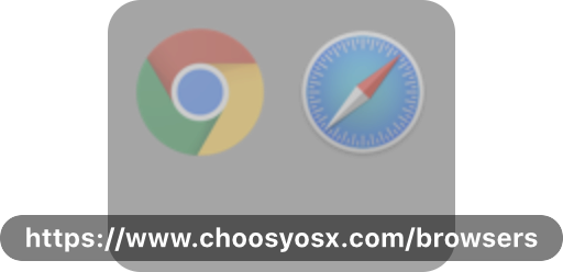 Screenshot of the Choosy browser prompt in row mode with a long URL